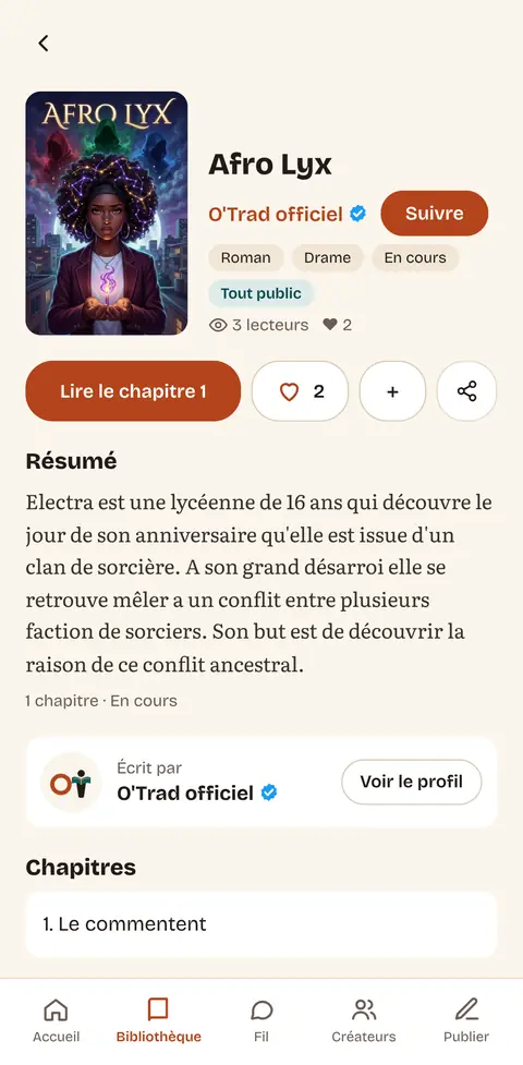 La page d'une œuvre